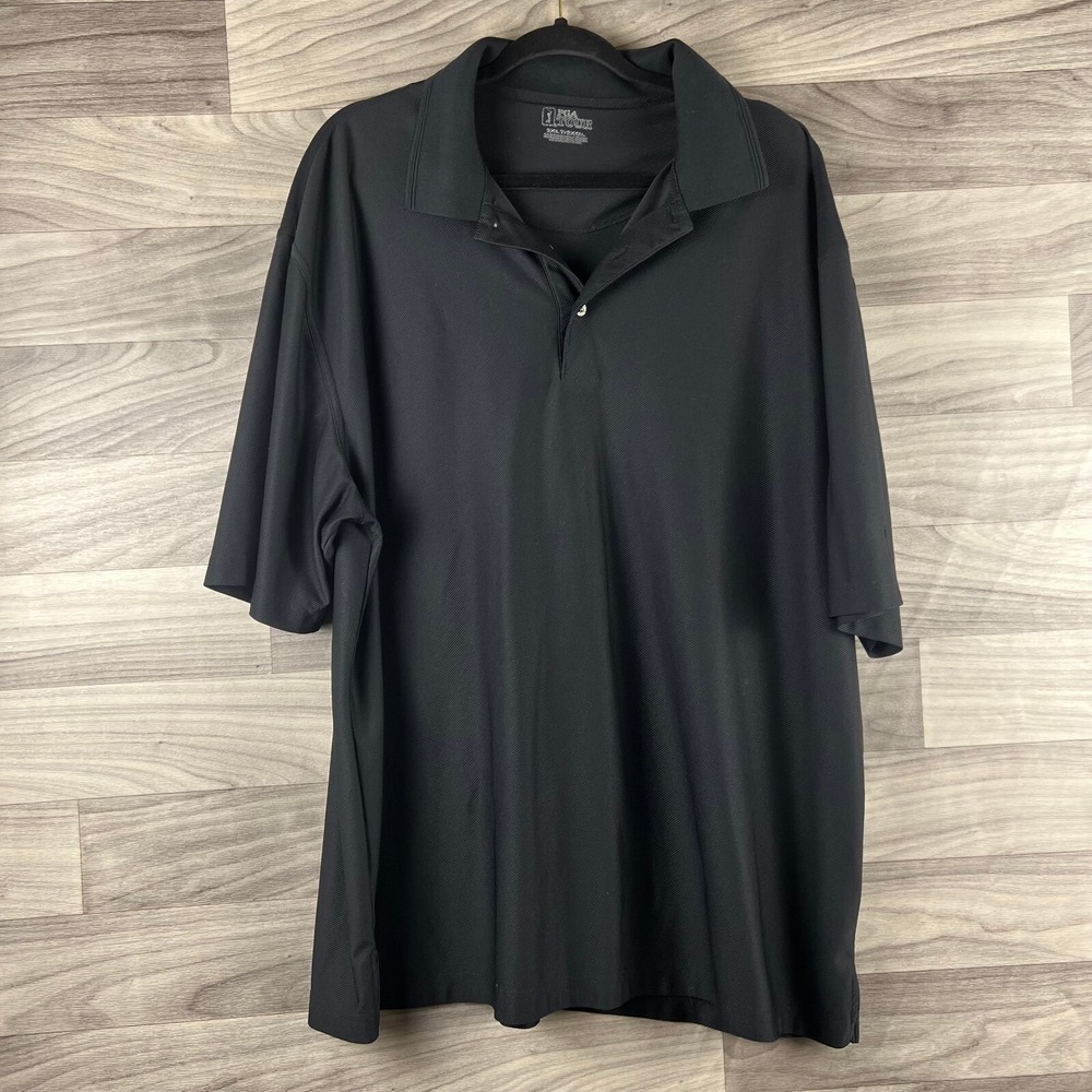 PGA Tour Polo Shirt Mens 2XL Black Short Sleeve Breathable‎ Moisture Wicking